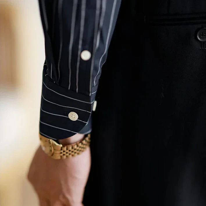 Camisa Social Listrada de Algodão Masculina Kingsmen KM054