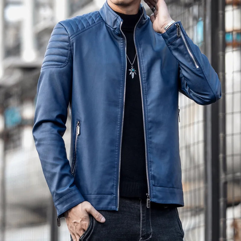 Jaqueta de Couro Motociclista Masculina Kingsmen  KM167