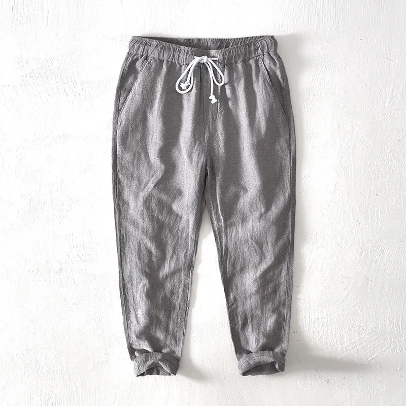 Calça Listrada Masculina em Linho Kingsmen KM382