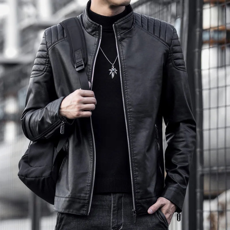 Jaqueta de Couro Motociclista Masculina Kingsmen  KM167