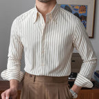 Camisa Social Listrada de Algodão Masculina Kingsmen KM056