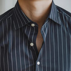 Camisa Social Listrada de Algodão Masculina Kingsmen KM054