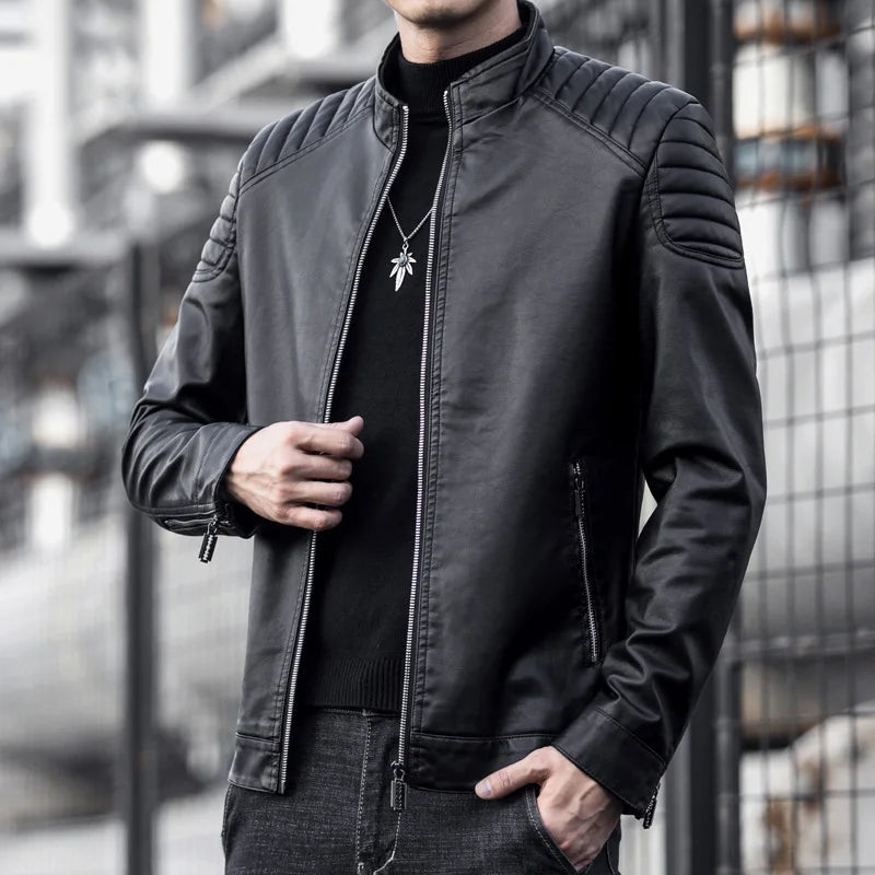 Jaqueta de Couro Motociclista Masculina Kingsmen  KM167