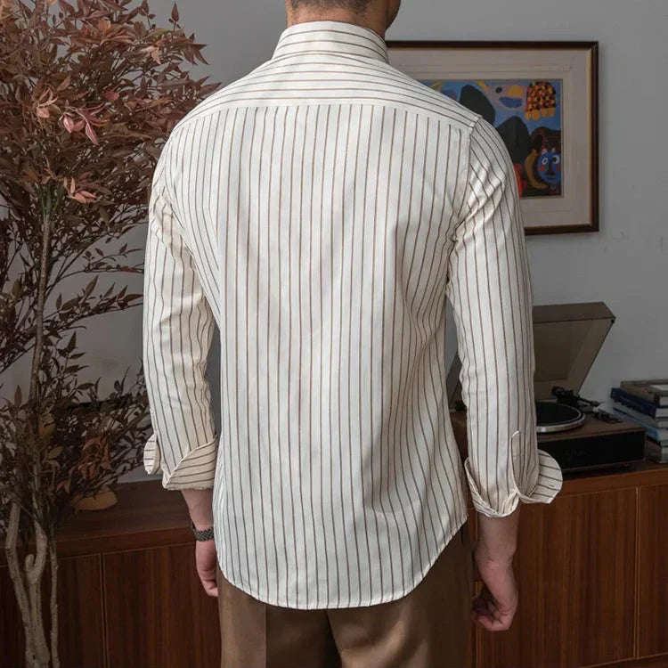 Camisa Social Listrada de Algodão Masculina Kingsmen KM056