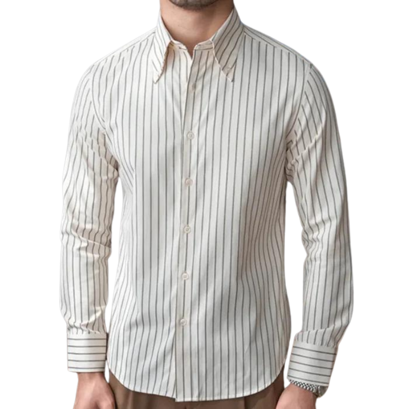 Camisa Social Listrada de Algodão Masculina Kingsmen KM056