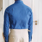 Camisa Social Listrada de Algodão Masculina Kingsmen KM054