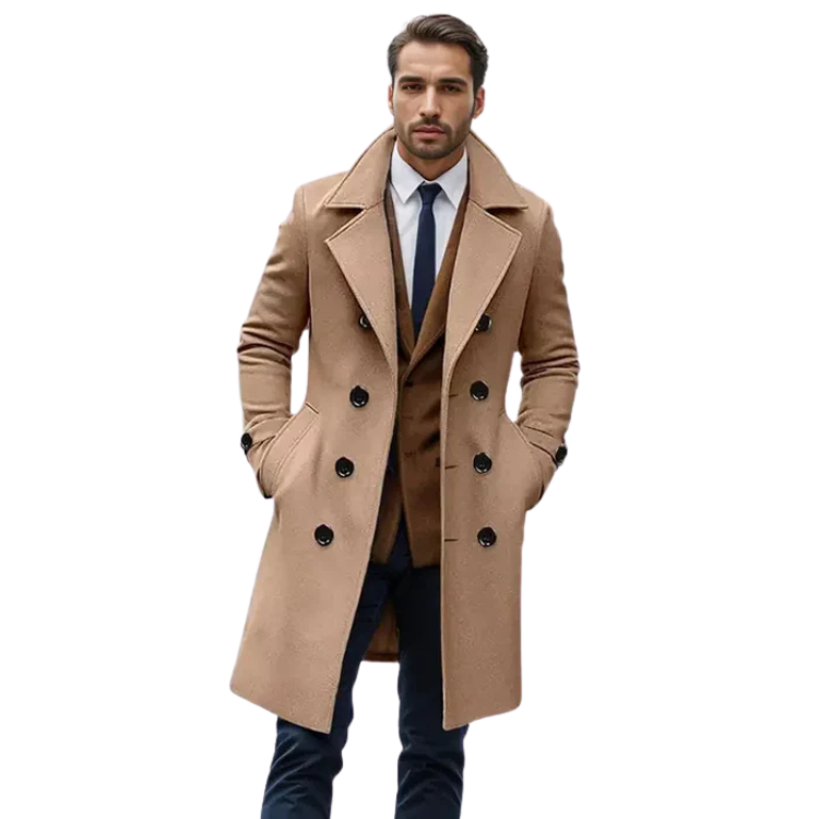 Sobretudo Masculino Longo em Lã Kingsmen KM232